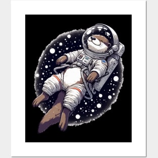 Otter Astronaut Drifting in Space Posters and Art